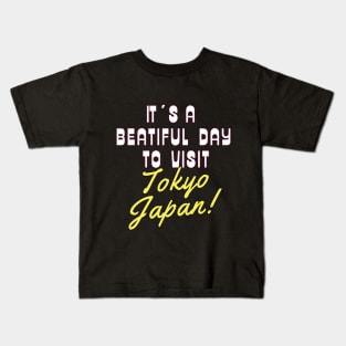 Tokyo Japan. White text. Gift Ideas For The Travel Enthusiast. Kids T-Shirt